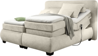 Boxspringbett >EVOLUTION< Liegefläche 160x200cm, Motorverstellung, sand - 190x122x220 (BxHxT)