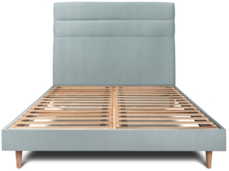 Bett mit gefüttertem Kopfteil – Samtstoff - 140 x 190 cm