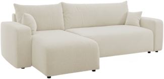 Selsey 'Pianoni' Ecksofa mit Schlaffunktion, Stauraum und Bouclé-Bezug, creme, 83 x 244 x 140 cm