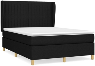 vidaXL Polsterbett mit Matratze Schwarz 140x200 cm Stoff