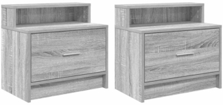 vidaXL Nachttische mit Schublade 2 Stk. Grau Sonoma 51x31x47 cm 858679