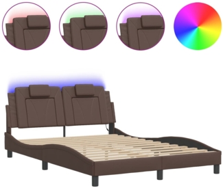 vidaXL Bettgestell "Viana" mit LED ohne Matratze Braun 140x200 cm Kunstleder 3214024
