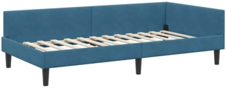vidaXL Eckbettgestell mit Kopfteil Blau 90 cm x 190 cm Stoff 42016143