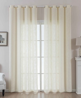 Gardinenbox Gardine (2 St), Ösen, halbtransparent, Polyester, Grobfaser »Seoul« Linenlook-Struktur 2024110-2