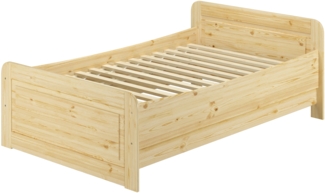 Erst-Holz Seniorenbett extra hoch 120x200 Einzelbett Holzbett Massivholz Kiefer Bett mit Rollrost 60. 42-12