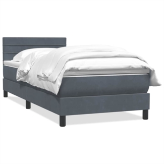 vidaXL Boxspringbett mit Matratze Dunkelgrau 90x220 cm Samt 3316336