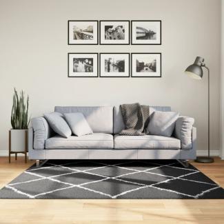 vidaXL Teppich Shaggy Hochflor Modern Schwarz und Creme 160x160 cm 375412