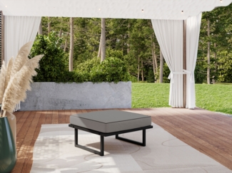 Gartenhocker auf schwarzen Metallbeinen, Sitzhocker für die Terrasse - ELBA P1 - grau