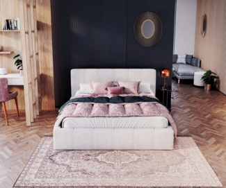 FDM Polsterbett TOPSELLER Stauraumbett MADE IN EU - aus hochwertigem Velours (verfügbar 90x200 120x200 140x200 160x200 180x200cm, Bettrahmen, Bett, Optional mit Matratze bestellbar, mit großen gepolsterten Kopfteil, mit Bettkasten zum aufklappen), Meta...