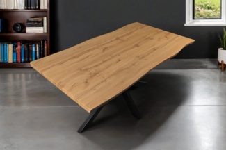 SAM® Esstisch TorbenS, Holz Wildeiche-Optik, Spider-Metallgestell, Baumkante