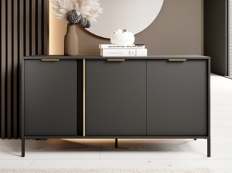 AX LIVING Catanian 153 3D anthrazit graues Sideboard 153,1cm, Breite