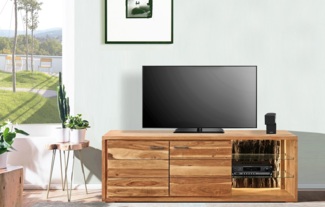 TV Board inkl. Beleuchtung 175x63cm 'Sadar' Akazie massiv