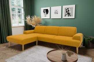 DOMO Collection Swift FK, Ecksofa, Federkern, Webstoff curcuma, 176 x 292 cm