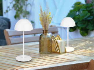 2er SET Akku LED Tischleuchten kabellos für Innen & Außen, Weiß - 20cm klein