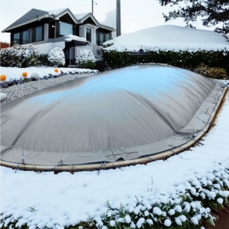 EVOLUTION Pool-Abdeckplane Aufblasbare Poolabdeckung Oval Grau Überwinterung Luft Kissen Pool