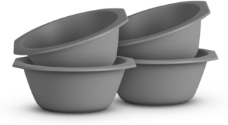 4er Pack Kunststoff Schüssel Plastikschüssel - BPA Frei - Spülmaschinenfest - ( Ø15,5cm / Grau ) Bruchfester PP - Müslischüssel Kinder Pasta Salat