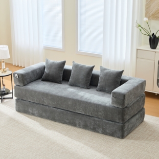 Sofa, Modulares Chenille-Block-Sofa superweich frei kombinierbar Mit Seitentaschen Stauraum rutschfeste Unterseite für Wohnzimmer Spielbereich oder DIY, Chenille