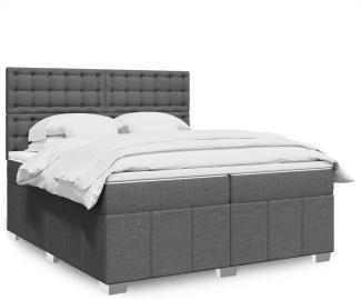 vidaXL Boxspringbett mit Matratze Dunkelgrau 200x200 cm Stoff 3294090