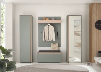 INOSIGN Garderoben-Set GIRON/CiTY, moderne Garderobe, Komplettset mit viel Stauraum, (Komplett-Set, 4-St), enthält Garderobenschränke, Paneel & Schuhbank +Sitzkissen