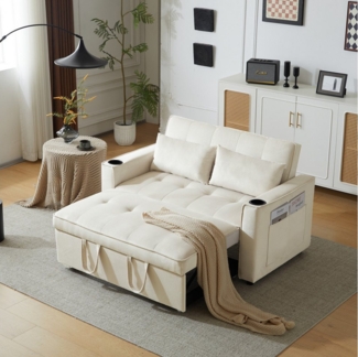 KLAM HOME Schlafsofa Klappbares Schlafsofa Freizeit-Sofa Sessel mit Schlaffunktion, Schlafsofa mit Getränkehalter und Kissen für Wohnzimmer Schlafzimmer