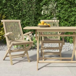 vidaXL Gartenstühle 2 Stk. Klappbar Grau 56x61x89 cm Massivholz Teak 362764