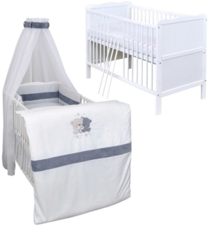 Baby-Delux Komplettbett Babybett Jack Komplettset, 10-tlg, Kinderbett 70x140 cm weiß, Bettset verschiedene Designs