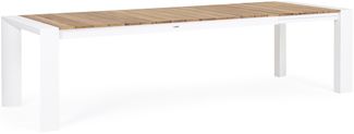 Gartentisch Cameron aus Teakholz und Aluminium, modern ausziehbar, weiß natur, für 10–12 Personen