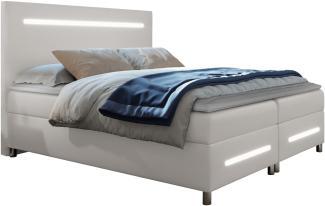 Boxspringbett Saziro LED, Weiß, 160 x 200 cm