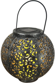Kynast LED Solar Garten Laterne Ø 18x17 cm rund Metall Optik mit Henkel