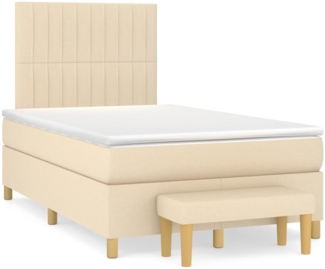 vidaXL Boxspringbett mit Matratze Creme 120x200 cm Stoff, Härtegrad: H2 [3137306]