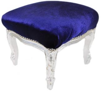 Casa Padrino Barock Fußhocker Royalblau / Silber - Antik Stil Möbel - Hocker