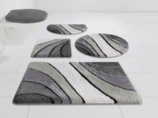 my home Badematte Josie, Badvorleger, Badezimmer Teppich, Höhe 20 mm, rutschhemmend beschichtet, fußbodenheizungsgeeignet, schnell trocknend, strapazierfähig, Polyester, rund, Badteppich, Badematten, rechteckig, rund & als 3-tlg. Set erhältlich