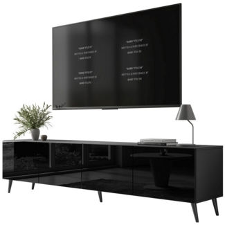 Lookway TV-Schrank AURA 200 Schwarz Hohglanz auf Beinen mit LED Beleuchtung Breite: 200cm