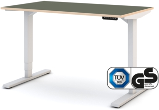 ASSMANN Elektrisch höhenverstellbarer Schreibtisch Y-Line Colour Edition 120x70 cm Khaki Signalweiß Metall Holz Melaminoberfläche