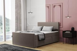 Boxspringbett Schlafzimmerbett MONTY 180x220cm in Stoff Monolith Graubraun