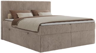 MKS MÖBEL Boxspringbett TILIANO (Packung, Set, Gepolstertes Kopfteil, Visco-Topper, Polsterbett, T30-Schaum), Doppelbett, Multipocket-Matratzen, Zwei Bettkästen, Cord Bett