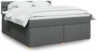 vidaXL Boxspringbett mit Matratze Dunkelgrau 180x200 cm Stoff 3289067