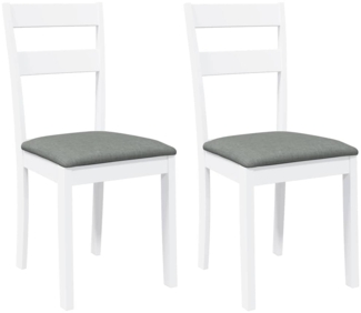 vidaXL Esszimmerstühle mit Kissen 2 Stk. Weiß Massivholz Gummibaum 4102384