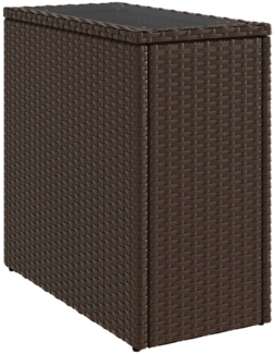 vidaXL Garten-Beistelltisch mit Glasplatte Braun 58x27,5x55 cm Rattan 366214