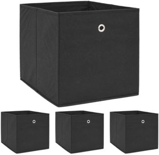 4er Set Aufbewahrungsbox für Kallax Regal 33x38x33 mit Öse Faltbox Schwarz