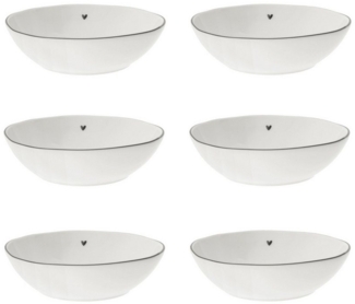 Bastion Collections Suppenteller Schwarzes Herz, Spülmaschinengeeignet, Weiß, Motiv: Herz