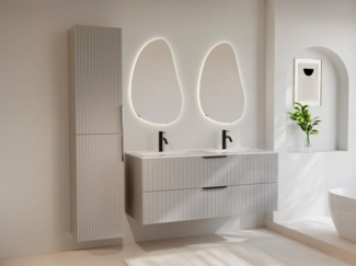 Vente-unique - Hängeschrank fürs Badezimmer - Gestreift - Beige - 160 cm - DALIKO