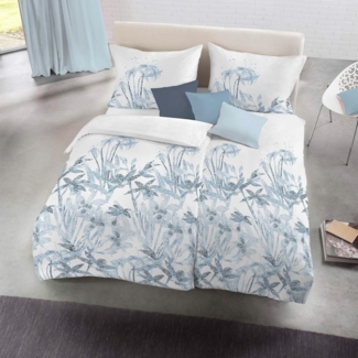 Fleuresse Halbleinen Bettwäsche Provence Cassis Helmond blau|200x200 cm + 2 x 80 x 80 cm
