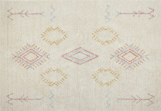 Teppich Baumwolle beige 160 x 230 cm geometrisches Muster Kurzflor BETTIAH