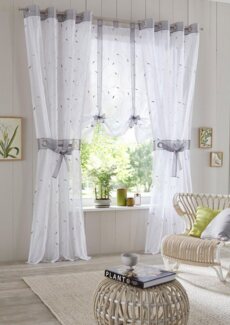 Home affaire Gardine Jaca, Ösen (2 St), transparent, Voile, transparent, 2-er Set, bestickt, Voile, inkl. Raffhalter