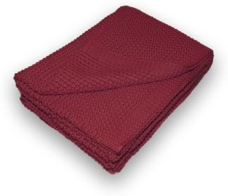 Traumhaft gut schlafen Strickdecke, Kuscheldecke verschiedene Farben, 100% Polyester, Farbe: Weinrot