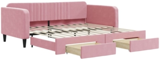 vidaXL Tagesbett Ausziehbar mit Schubladen Rosa 100x200 cm Samt 3197121