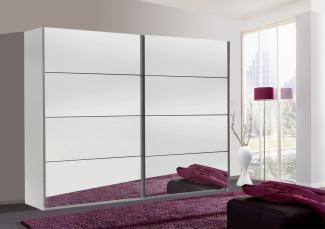 Schwebetürenschrank Easy Plus 225x65x210m Kleiderschrank weiß Vollspiegel 2-trg