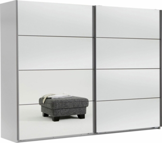 Schwebetürenschrank Easy Plus 225x65x210m Kleiderschrank weiß Vollspiegel 2-trg