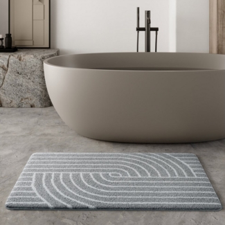 Wecon home Basics Badematte Hilda, Höhe 15 mm, Polyester, rechteckig, waschbar, rutschfest, strapazierfähig, pflegeleicht mit Retro Muster